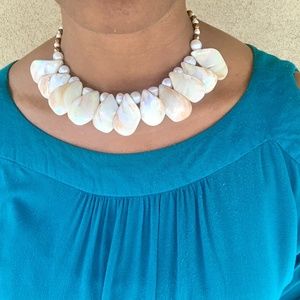 Iridescent Cream Shell Beaded Necklace